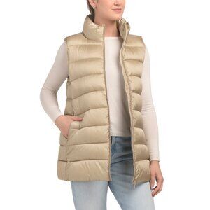 SAVE THE DUCK Beige Coral Elongated Puffer Vest